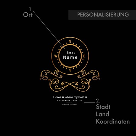 Kissen (Outdoor) personalisierbar: "Kompass schwarz"personalisiert